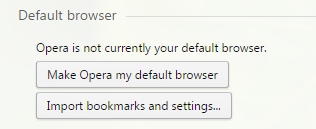Раздел «Default Browser» в Opera