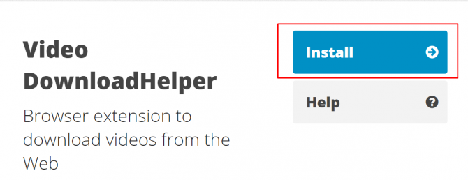 Кнопке «Install» на официальном сайте программы Video DownloadHelper