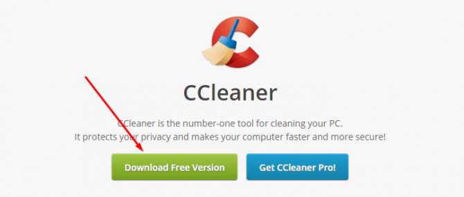 Кнопка для загрузки приложения CCleaner