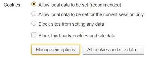 Пункт «Allow local data» категории «Cookies» 