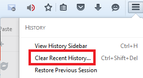 Пункт «Clear recent...» в разделе «History» браузера Mozilla Firefox