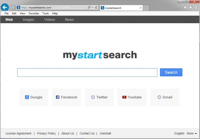 Окно плагина MyStartSearch